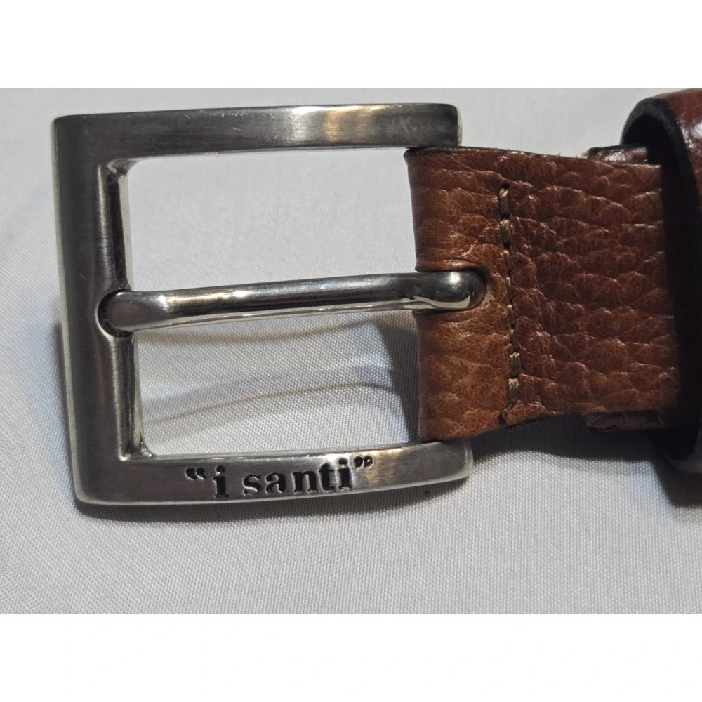 i santi Genuine Italian Leather Textured Brown Belt Fits 36-38